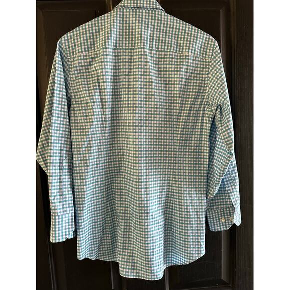 Bugatchi Blue Green Classic Fit Plaid Print Long Sleeve Button Down Shirt Size S - Picture 4 of 6
